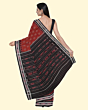 Maroon Black Sambalpuri Handwoven Single Ikat Cotton Saree SFCSARAJ98