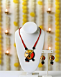 Maa Durga hand painted fabric necklace set