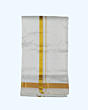 White Dhothi with Golden Zari Border | 24 Kulikai