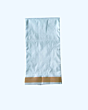 Pure Silk Dhothi with Golden Zari Border | White | 30 Kuligai Border Size 