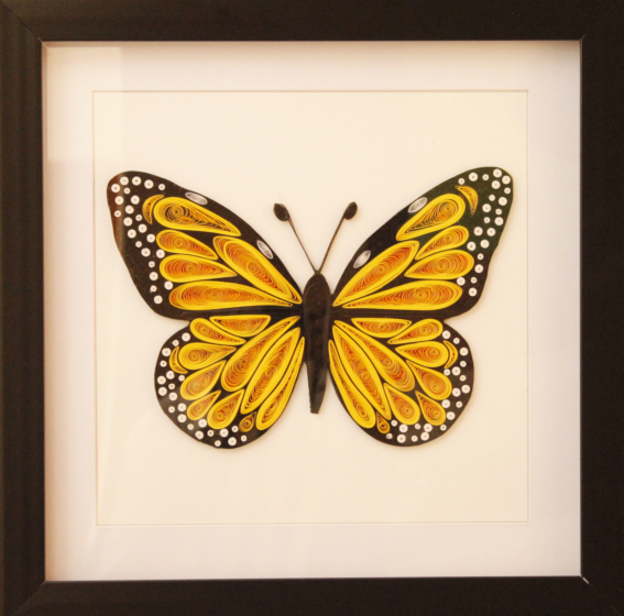 Handcrafted Yellow Butterfly in Glass Frame