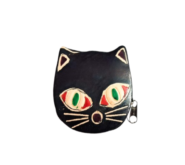 Genuine Leather Coin Purse | Cat Design 