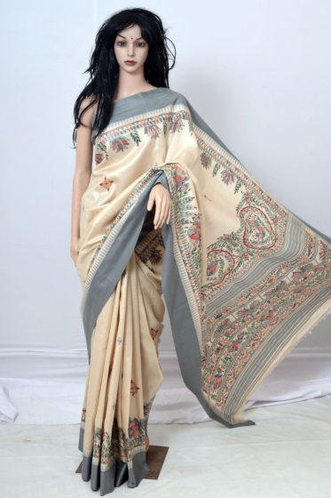 Tussar Karvati Kinar Gond  Printed Saree (Dhapewada)