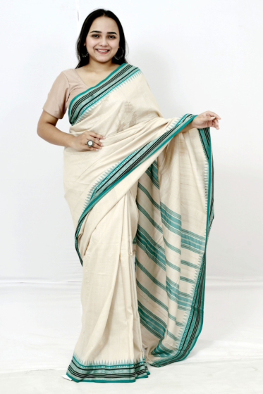 Handloom Tussar Karvati Kinar Silk  Saree