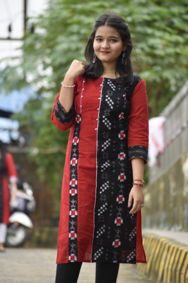 Sambalpuri Red and Black cotton kurti