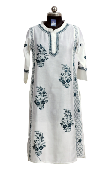 Chanderi Prince Cut Kurti - White