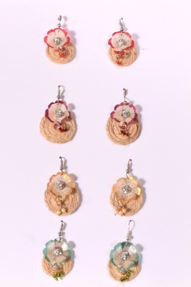 Handmade Jute Craft Earrings | Set of 4 | Multicolour