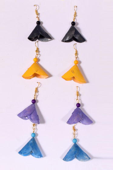 Handmade Fish Scale Drop Earrings | Set of 4 | Multicolour