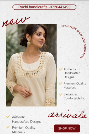 Handicrafts mirror work kurti