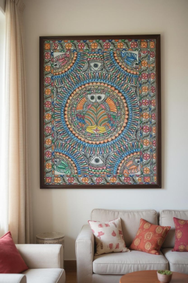 MITHILA PAINTING OF GROUP OF FISHES