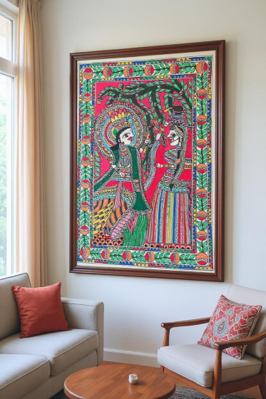 HANDMADE  MADHUBANI MITHILA PAINTING 