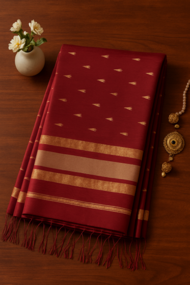 Maheshwari Handloom Saree | Cream Colour Border