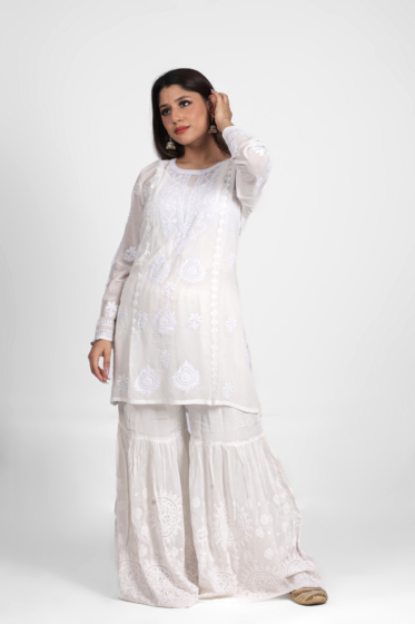 Handloom Short Kurti Top | Georgette Fabric