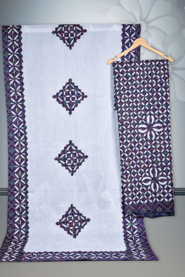 Handmade Cotton Suit Material - Black Border