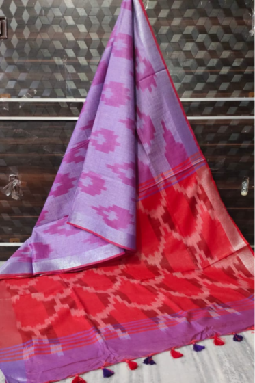 Pure Cotton Ikkat Saree – 6.5m with Blouse Piece