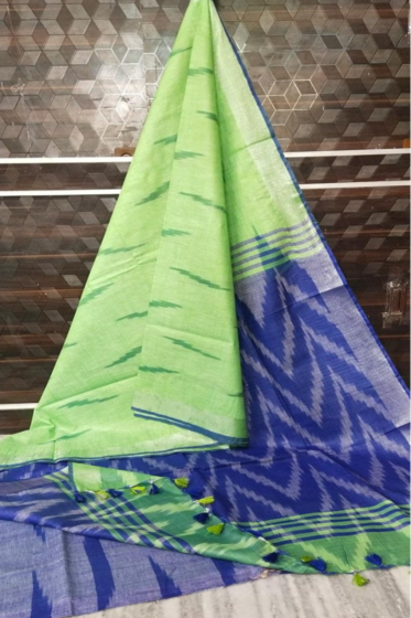 Pure Cotton Ikkat Saree - with Blouse Piece 