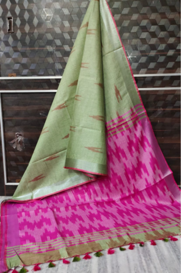 Pure Cotton Ikkat Saree - with Blouse Piece