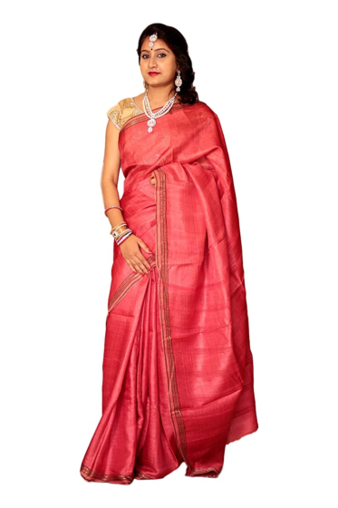 Tasar Dobby Silk Saree | Red