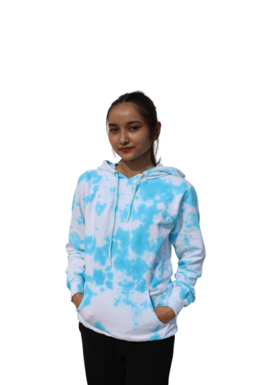 Unisex Tie-Dye Hooded Sweatshirt - Full Sleeve Blue
