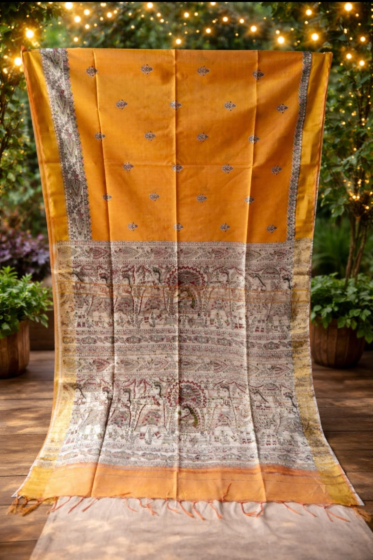 Kota Silk Madhubani Print Saree with Printed Blouse - Lightweight Traditional Wear