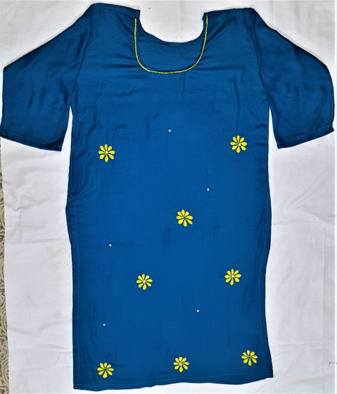Embroidery Cotton Lady Kurti - Blue
