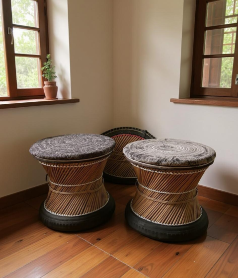 Bamboo Mudda Stool set of 2