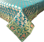 Brocade Silk Table Cloth Square 1 Meter x 1 Meter | Decorative Dining Table Mat with Golden Jacquard Weave | Elegant Home Decor for Festive & Special Occasions - Emerald Green