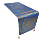 Premium Banarasi Brocade Silk Table Runner -Ethnic Mandala Design  16 x 72 inches - 6 Ft Long - Turquoise blue
