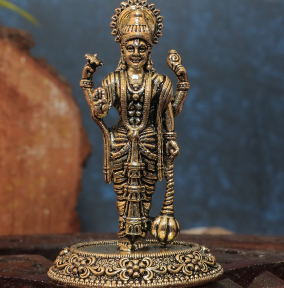 Lord Vishnu Brass Murti for Home Temple, Puja Room & Spiritual Decor BH11326