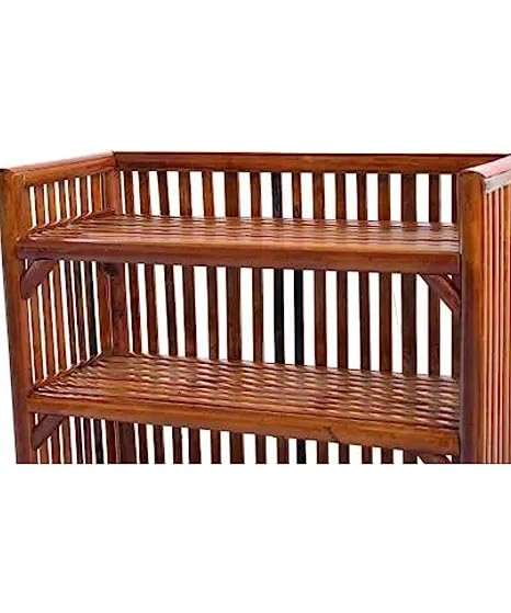 Bamboo Cane Multipurpose Rack with 3 Shelves for Home and Kitchen.