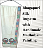 Bhagapuri Silk Dupatta | Madhubani Painting