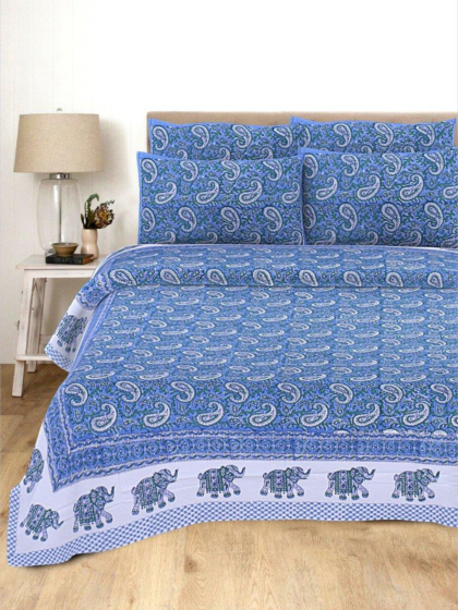 Jaipuri Hand Block Printed Cotton Bedsheet Double Bed