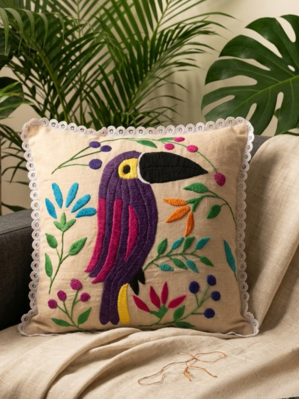 Hand Embroidered Pillow cover - mexican design