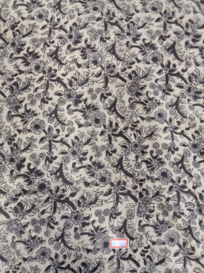 Kalamkari Hand Block Print Cotton Cambric Fabric Multicolor 1 Meter (KBPF108)