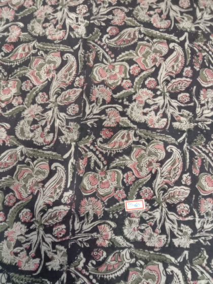 Kalamkari Hand Block Print Cotton Cambric Fabric - Multicolor - 1 Meter(KBPF121)