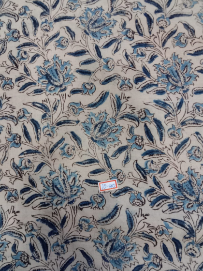 Kalamkari Hand Block Print Cotton Cambric Fabric - Multicolor - 1 Meter(KBPF122)