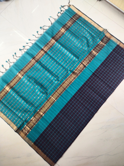 CHECKED  COTTON SAREES MANGALAGIRI