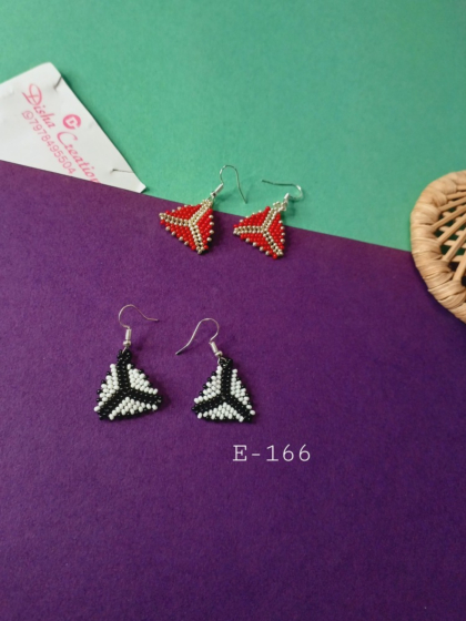 Handmade Geometric Triangle Seed Bead Earrings