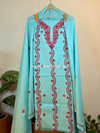 Pure Cotton Hand Embroidered Kutch Work Dress Material