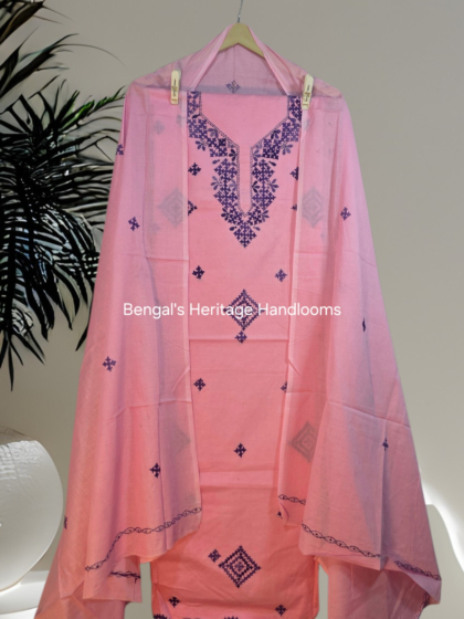 Pure Cotton Hand Embroidered Kutch Work Dress Material