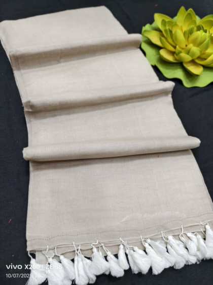 Handloom Linen Saree with Matching Blouse | Warm Grey