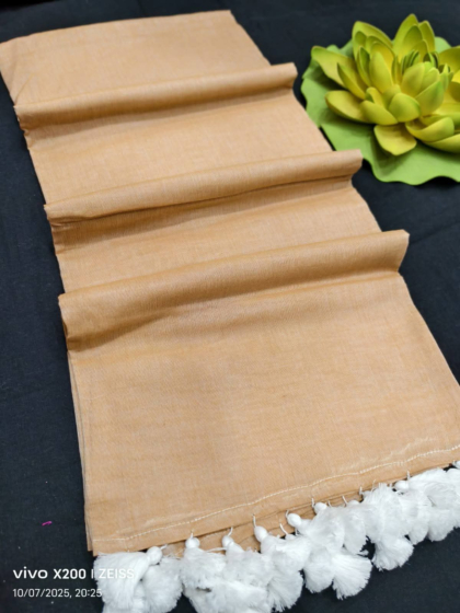 Plain Linen by Linen Saree with Matching Blouse - Premium Stylish Soft Linen Saree