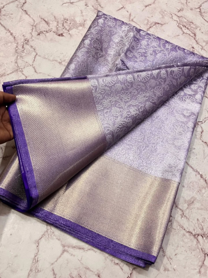 Premium Soft Tissue Silk Saree | Silver Zari Work Design