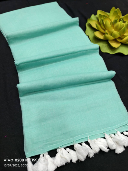 Plain Linen by Linen Saree with Matching Blouse - Premium Stylish Soft Linen Saree