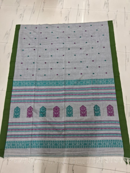 Bengal Handloom Cotton Saree with Blouse Piece | Cloud Grey