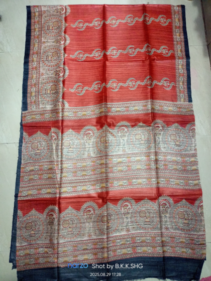 TASAR GHICHA PRINT SILK SAREE