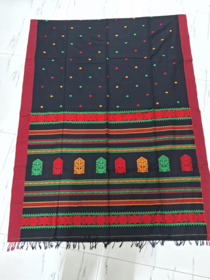 Bengal Handloom Cotton Saree with Blouse Piece | Black