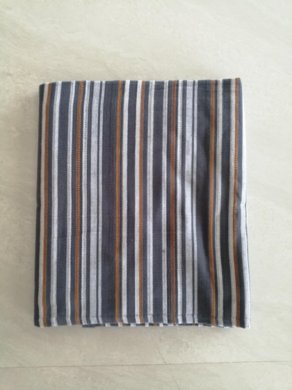 Handloom Cotton Dark Grey Multi-Striped Bedsheet | CHENCO03