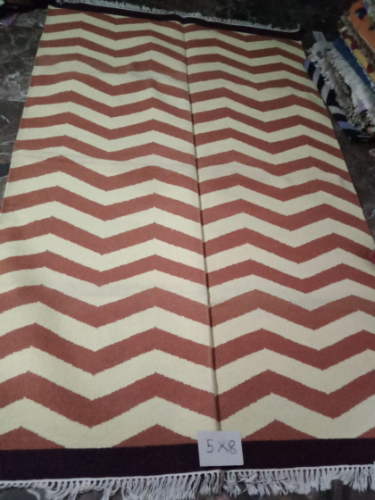 Cotton Wool Spiral Shining Handmade Durry Carpet