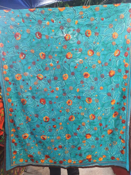 Sea Green Georgette Phulkhari Dupatta 